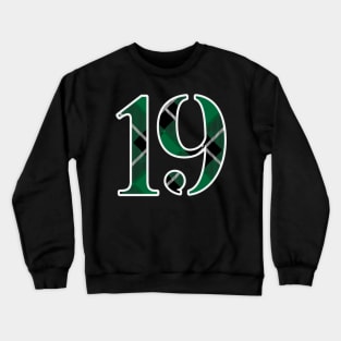 19 Sports Jersey Number Green Black Flannel Crewneck Sweatshirt